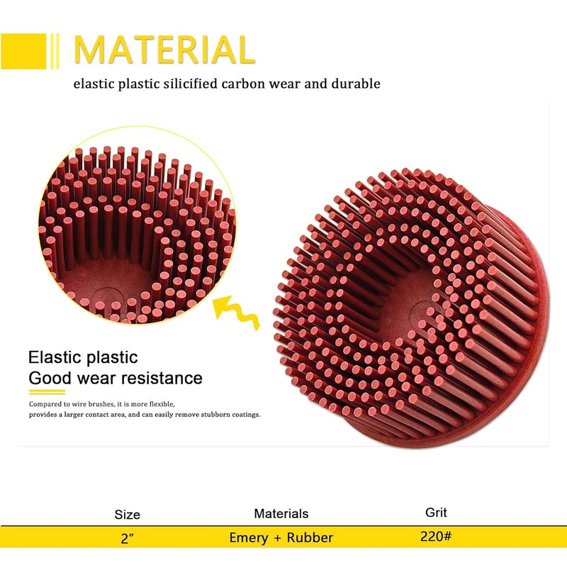 HIEMTE Tools 2 Inch Bristle Disc Bristle Disc Grade - 220# Grit Abrasive Coating Removal Disc for Metal with 6mm Shank Attachment 1set - Image 3
